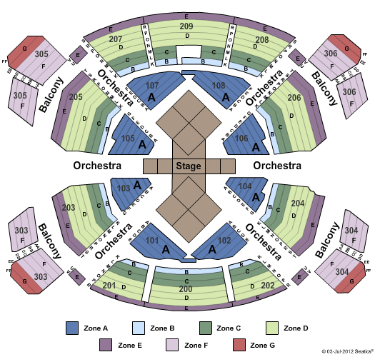 Love Theatre - Mirage Las Vegas Cirque - Zone Seating Chart