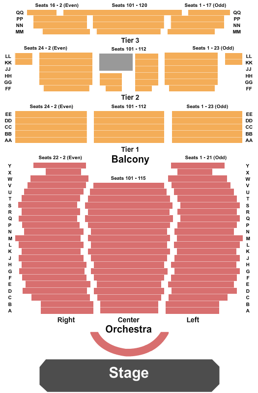 Lucas Theatre for the Arts Endstage-Gold Circle Seating Chart