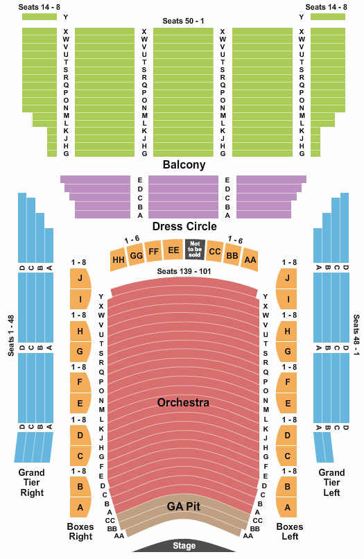Lyric Opera House - MD End Stage GA Pit Seating Chart
