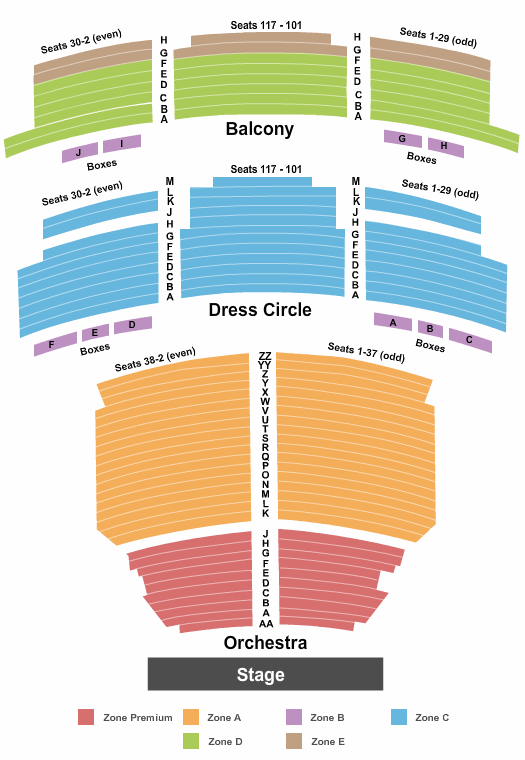 Lyric Theatre - New York Endstage 4 IntZone Seating Chart