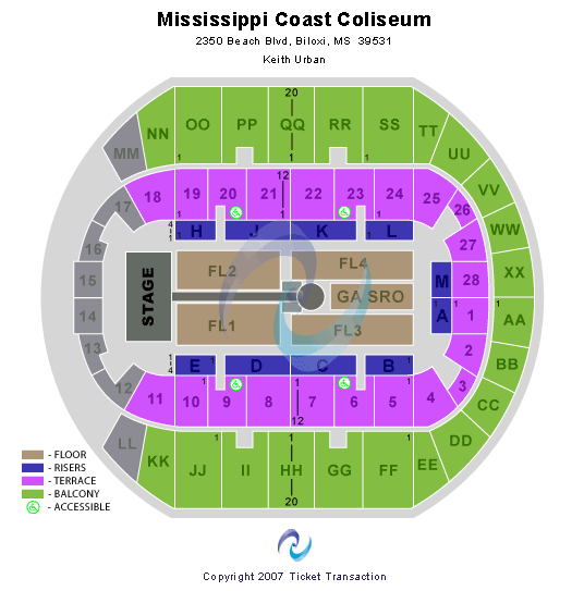 Mississippi Coast Coliseum Keith Urban & Carrie Underwood Seating Chart