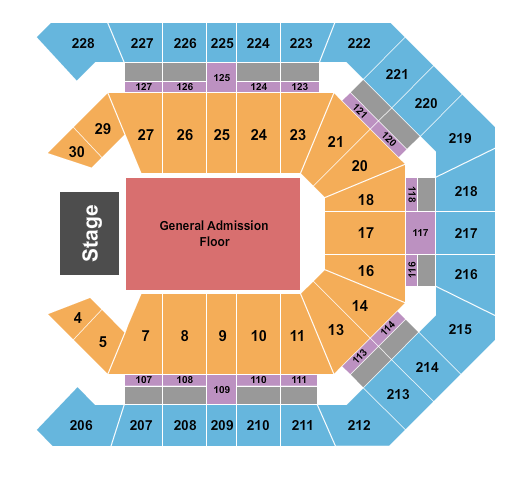 MGM Grand Garden Arena End Stage GA Floor Seating Chart