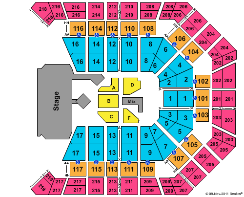 MGM Grand Garden Arena American Country Awards 2011 Seating Chart