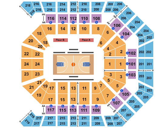 MGM Grand Garden Arena Basketball - Pac 12 Tournamen Seating Chart