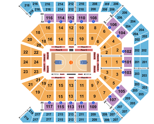 MGM Grand Garden Arena Basketball 2023 Seating Chart