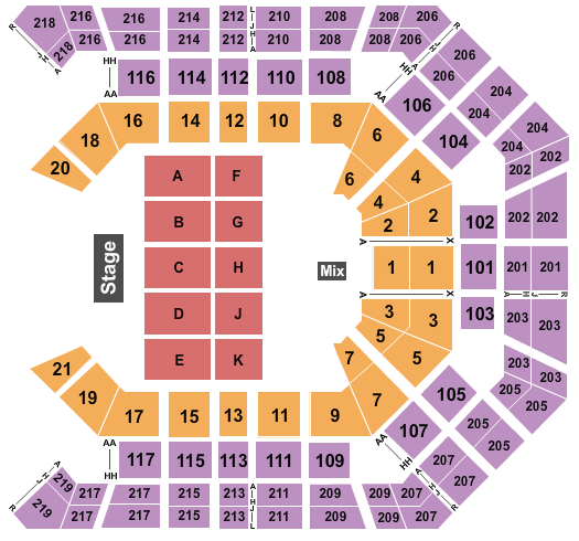 MGM Grand Garden Arena Endstage A-E, F-K Seating Chart