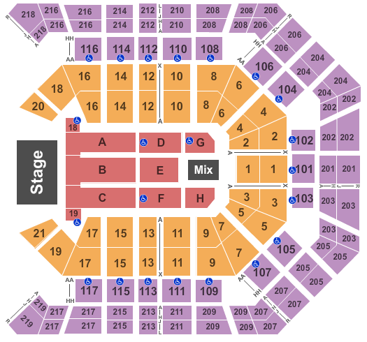 MGM Grand Garden Arena End Stage - Full House Seating Chart