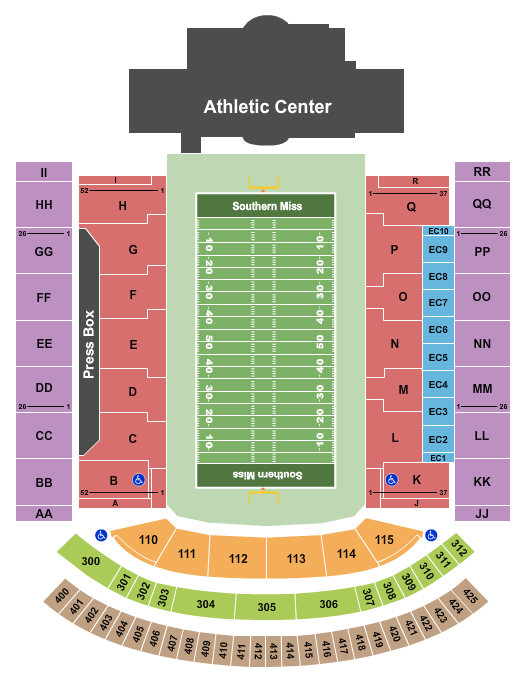 M. M. Roberts Stadium Football Seating Chart