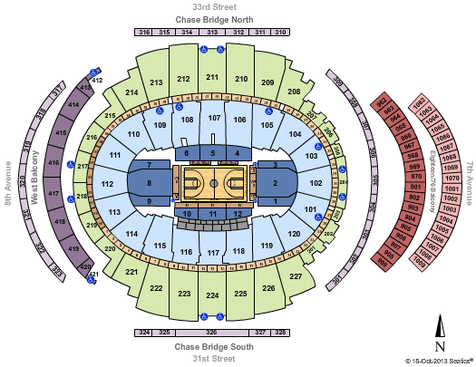 Madison Square Garden 2014 NCAA Mens Regional Seating Chart