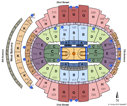 Madison Square Garden Basketball Phase 2 - Interactive Zone Seating Chart