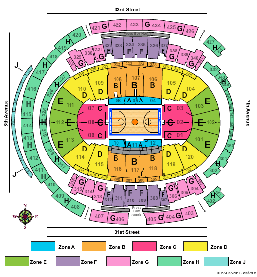 Madison Square Garden Big East Basketball Zone Seating Chart
