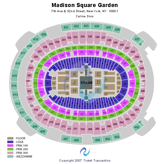 Madison Square Garden Celine dion Seating Chart