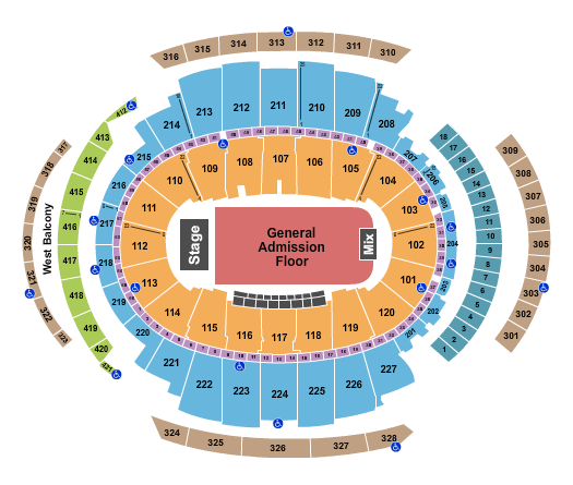 Madison Square Garden Endstage - Full GA Floor Seating Chart