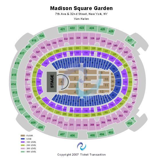 Madison Square Garden Van Halen Seating Chart