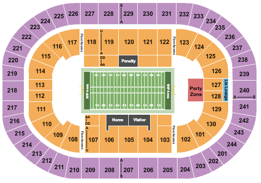 MVP Arena Football 2 Seating Chart