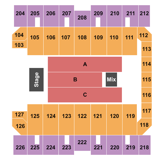 Macon Centreplex - Coliseum End Stage 2 Seating Chart