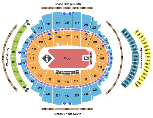Madison Square Garden Endstage GA/VIP Risers Seating Chart