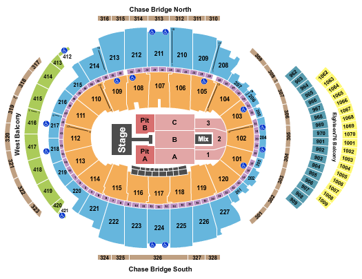Madison Square Garden Endstage Pit A&B Seating Chart