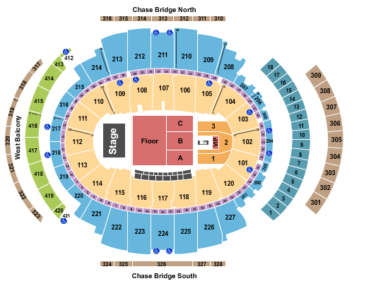 Madison Square Garden Endstage Front GA Floor 3 Seating Chart