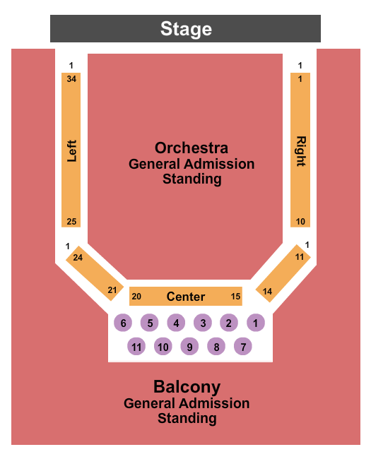 Madrid Theatre Endstage - Cab & High Tops Seating Chart