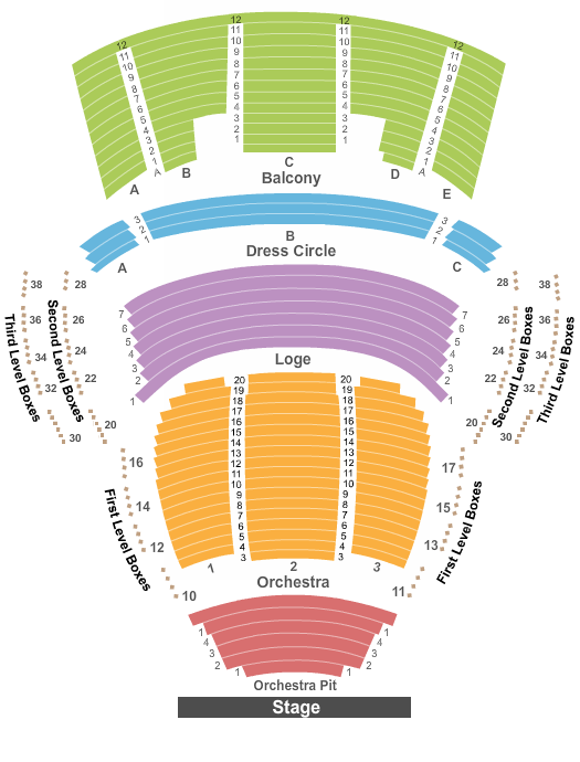 seating chart for Mahaffey Theater At The Duke Energy Center for the Arts - End Stage - eventticketscenter.com