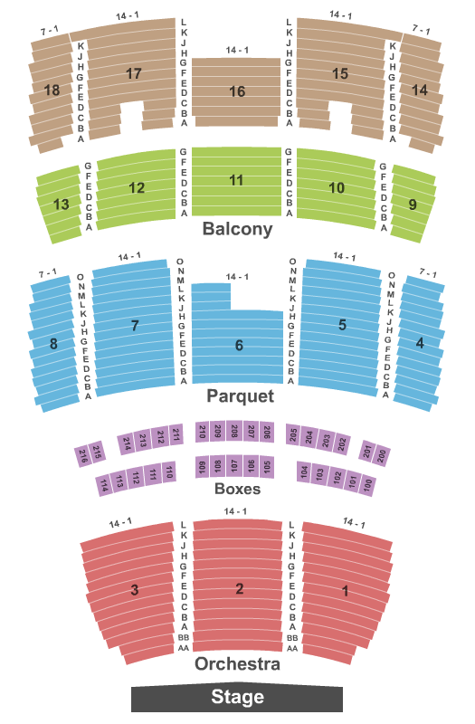 seating chart for Mahalia Jackson Theater for the Performing Arts - End Stage - eventticketscenter.com