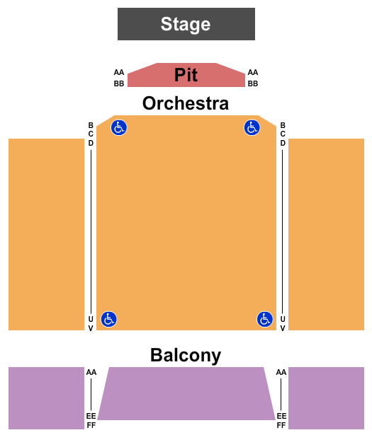 Majestic Theatre - PA End Stage Seating Chart