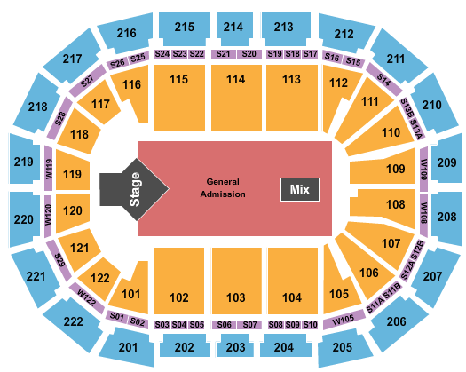 AO Arena End Stage GA Seating Chart