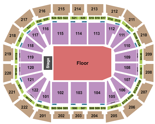 AO Arena Endstage GA Floor Seating Chart