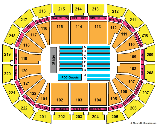 AO Arena Premier League Darts Seating Chart