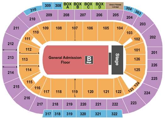 Michelob ULTRA Arena At Mandalay Bay Endstage GA with B Stage Seating Chart