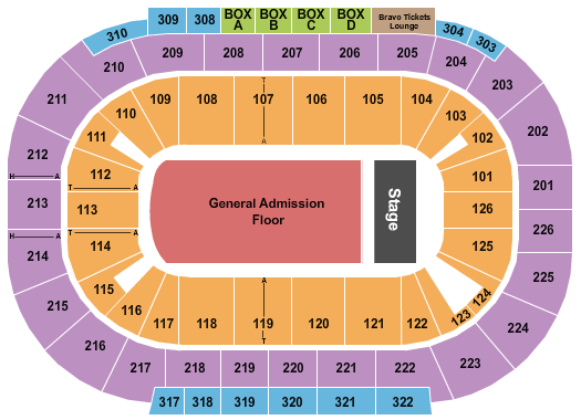 Michelob ULTRA Arena At Mandalay Bay End Stage GA Seating Chart