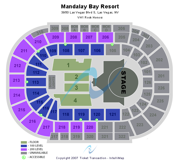 Michelob ULTRA Arena At Mandalay Bay vh1 rock honors Seating Chart