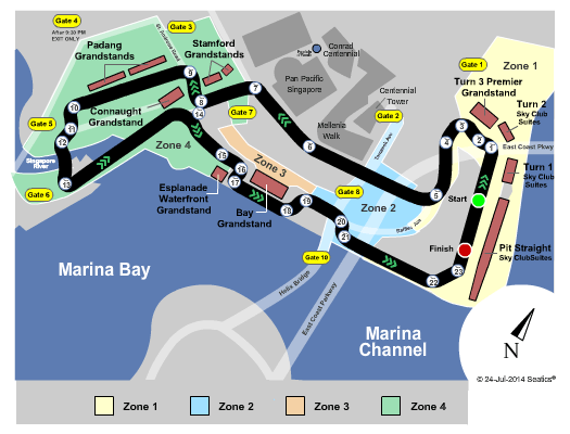 Marina Bay Street Circuit Formula One Racing Seating Chart