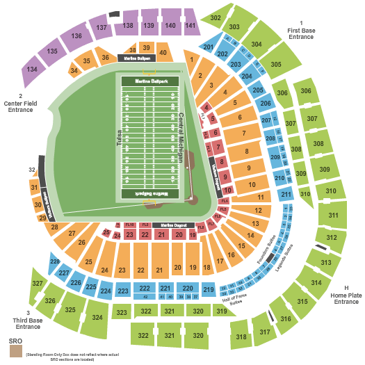 marlins ballpark seating chart - miami