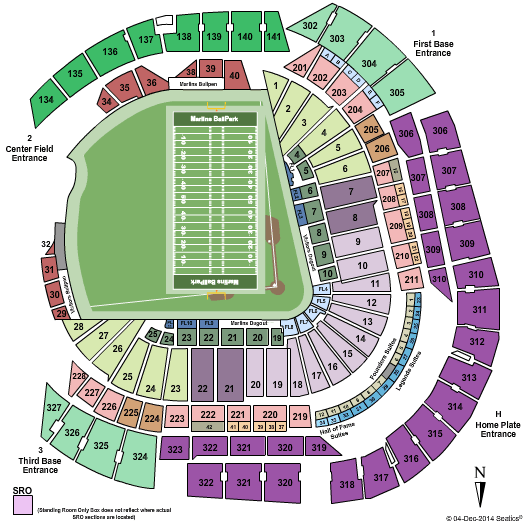 loanDepot park Football Seating Chart