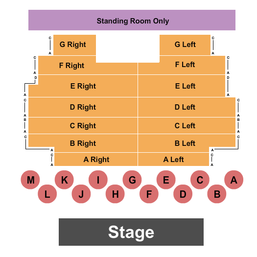 Marquee Theatre - AZ Endstage 3 - Tbls A-M/Rsrv A-G/Rear SRO Seating Chart
