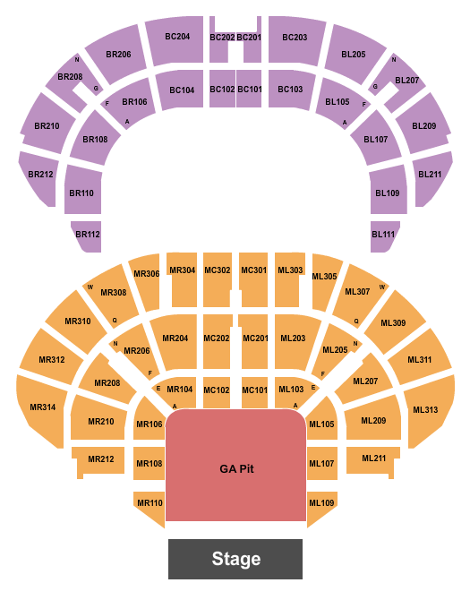 seating chart for Masonic Temple Theatre - Endstage Large GA Pit - eventticketscenter.com