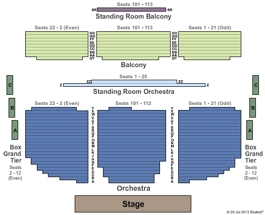Matthews Theatre - McCarter Theatre Center End Stage Seating Chart