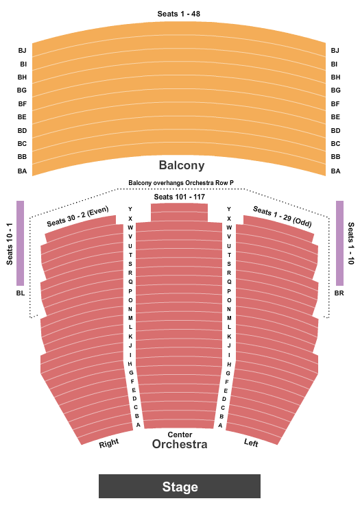 Mattie Kelly Arts Center Endstage - No Pit Seating Chart