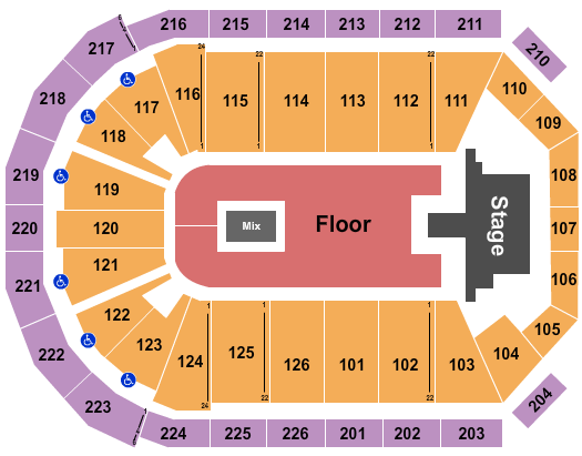 Maverik Center Endstage GA Floor w/ Catwalk Seating Chart