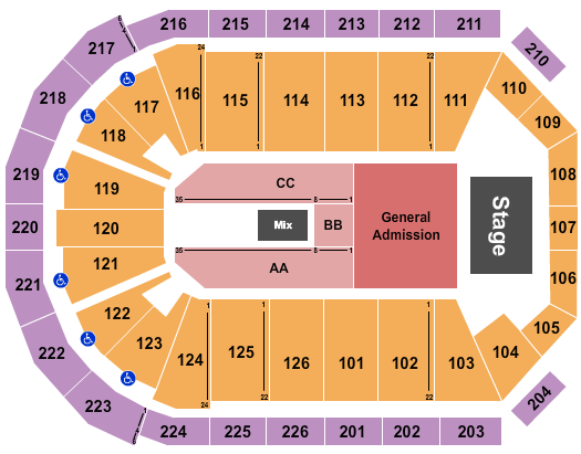 Maverik Center Endstage GA Pit Seating Chart