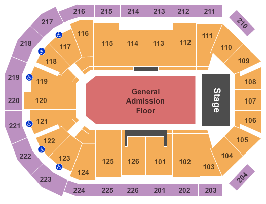 Maverik Center End Stage GA Seating Chart
