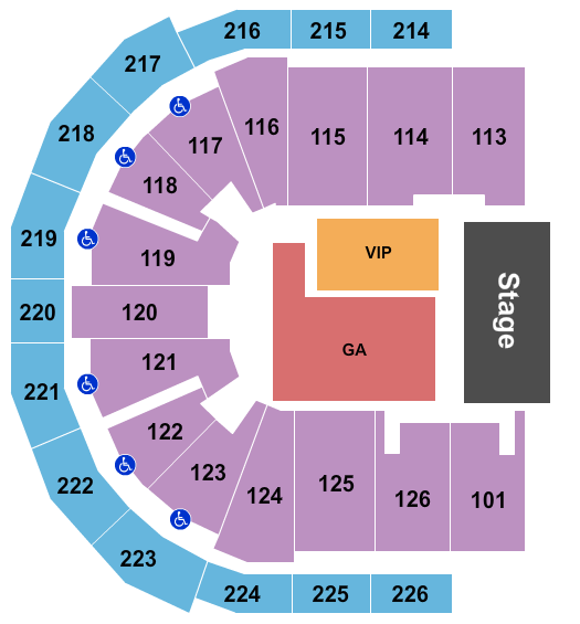 Maverik Center GA & VIP Floor Seating Chart