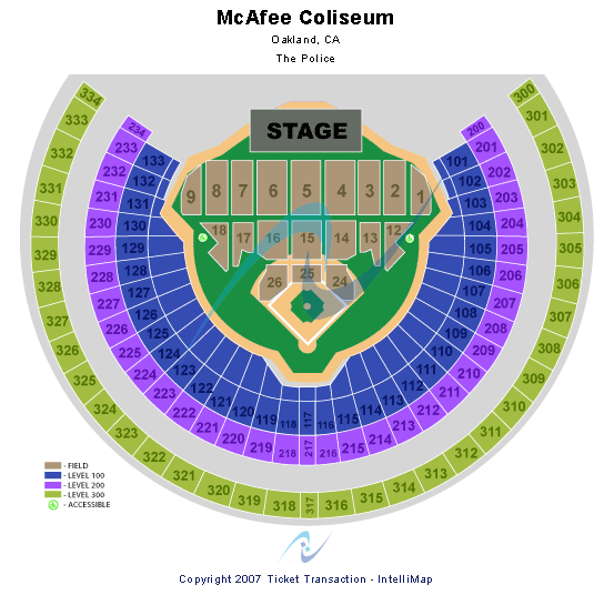 Oakland Coliseum The Police Seating Chart