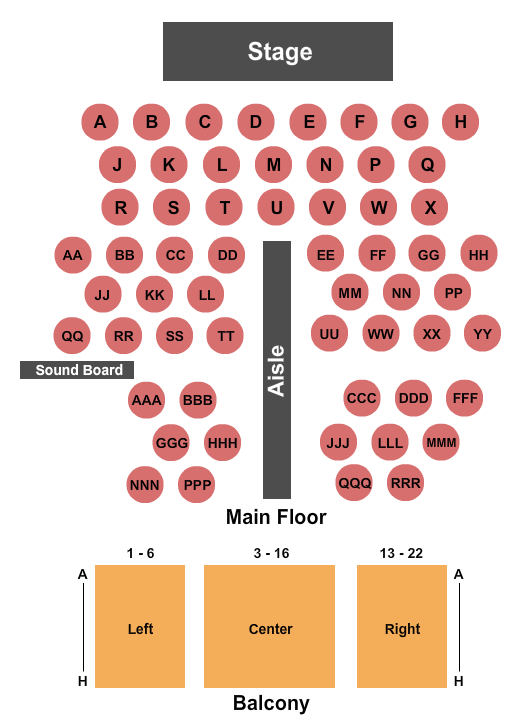 McCain Auditorium Endstage Tables Seating Chart