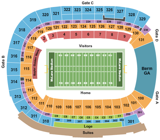 2020 Baylor Bears Football Season Tickets Includes Tickets To All Regular Season Home Games McLane Stadium Waco TX