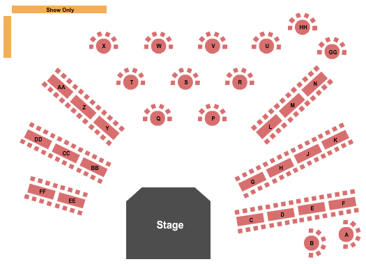 Medora's Town Square Showhall End Stage Seating Chart