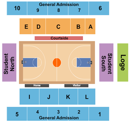 Memorial Athletic and Convocation Center Basketball - Women Seating Chart