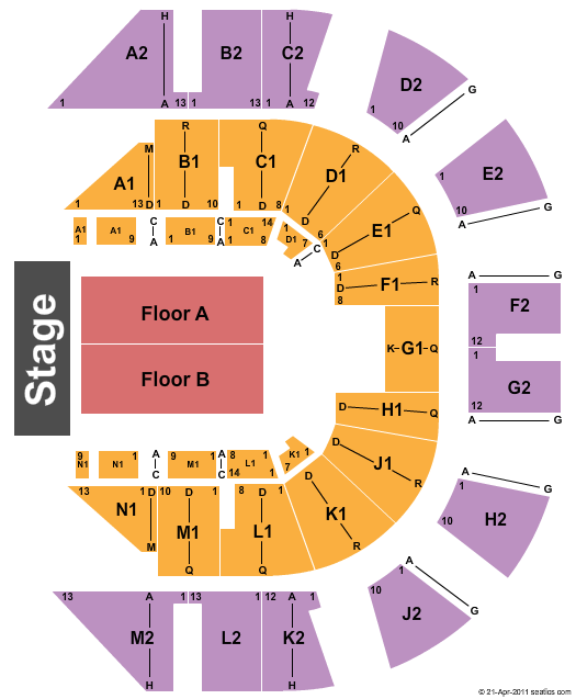 Memorial Hall - KS End Stage Seating Chart